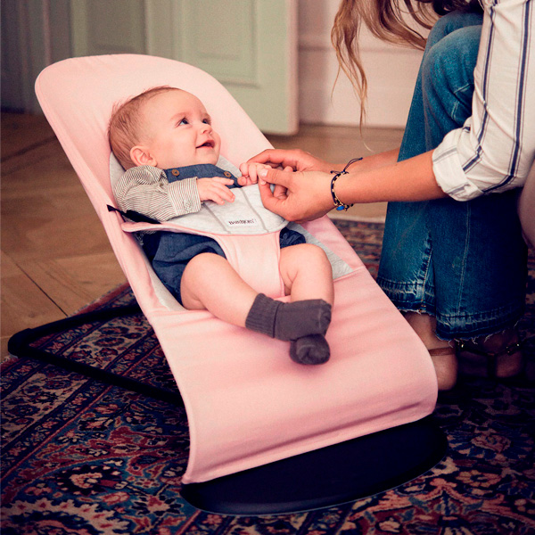 Детский шезлонг BabyBjorn Balance Cotton Jersey Розовый с серым